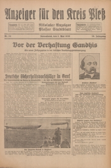 Anzeiger für den Kreis Pleß : Nikolaier Anzeiger : Plesser Stadtblatt. Jg.79, Nr. 54 (3 Mai 1930)