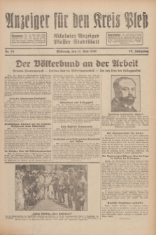Anzeiger für den Kreis Pleß : Nikolaier Anzeiger : Plesser Stadtblatt. Jg.79, Nr. 58 (14 Mai 1930)