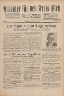 Anzeiger für den Kreis Pleß : Nikolaier Anzeiger : Plesser Stadtblatt. Jg.79, Nr. 63 (25 Mai 1930)