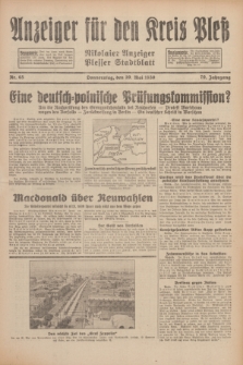 Anzeiger für den Kreis Pleß : Nikolaier Anzeiger : Plesser Stadtblatt. Jg.79, Nr. 65 (29 Mai 1930)
