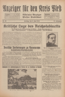 Anzeiger für den Kreis Pleß : Nikolaier Anzeiger : Plesser Stadtblatt. Jg.79, Nr. 68 (6 Juni 1930)