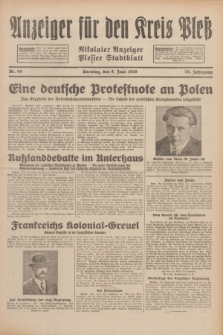 Anzeiger für den Kreis Pleß : Nikolaier Anzeiger : Plesser Stadtblatt. Jg.79, Nr. 69 (8 Juni 1930)