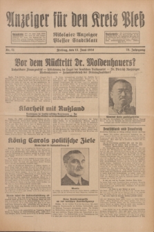 Anzeiger für den Kreis Pleß : Nikolaier Anzeiger : Plesser Stadtblatt. Jg.79, Nr. 71 (13 Juni 1930)