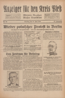 Anzeiger für den Kreis Pleß : Nikolaier Anzeiger : Plesser Stadtblatt. Jg.79, Nr. 75 (22 Juni 1930)