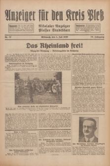 Anzeiger für den Kreis Pleß : Nikolaier Anzeiger : Plesser Stadtblatt. Jg.79, Nr. 79 (2 Juli 1930)