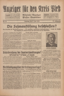 Anzeiger für den Kreis Pleß : Nikolaier Anzeiger : Plesser Stadtblatt. Jg.79, Nr. 81 (6 Juli 1930)