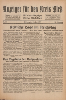 Anzeiger für den Kreis Pleß : Nikolaier Anzeiger : Plesser Stadtblatt. Jg.79, Nr. 85 (16 Juli 1930)