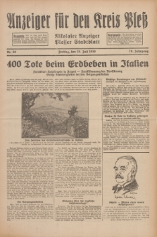 Anzeiger für den Kreis Pleß : Nikolaier Anzeiger : Plesser Stadtblatt. Jg.79, Nr. 89 (25 Juli 1930)
