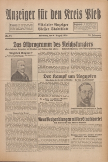 Anzeiger für den Kreis Pleß : Nikolaier Anzeiger : Plesser Stadtblatt. Jg.79, Nr. 94 (6 August 1930)