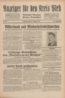 Anzeiger für den Kreis Pleß : Nikolaier Anzeiger : Plesser Stadtblatt. Jg.79, Nr. 99 (17 August 1930)