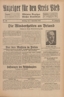 Anzeiger für den Kreis Pleß : Nikolaier Anzeiger : Plesser Stadtblatt. Jg.79, Nr. 108 (7 September 1930)