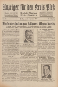 Anzeiger für den Kreis Pleß : Nikolaier Anzeiger : Plesser Stadtblatt. Jg.79, Nr. 110 (12 September 1930)