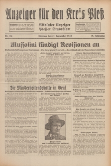 Anzeiger für den Kreis Pleß : Nikolaier Anzeiger : Plesser Stadtblatt. Jg.79, Nr. 114 (21 September 1930)