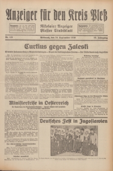 Anzeiger für den Kreis Pleß : Nikolaier Anzeiger : Plesser Stadtblatt. Jg.79, Nr. 115 (24 September 1930)