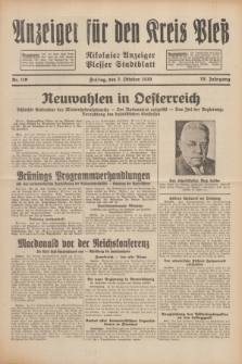 Anzeiger für den Kreis Pleß : Nikolaier Anzeiger : Plesser Stadtblatt. Jg.79, Nr. 119 (3 Oktober 1930)