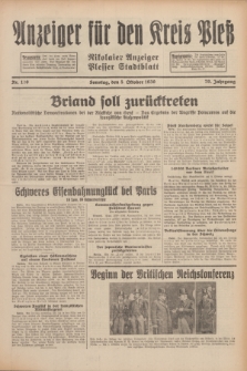 Anzeiger für den Kreis Pleß : Nikolaier Anzeiger : Plesser Stadtblatt. Jg.79, Nr. 120 (5 Oktober 1930)
