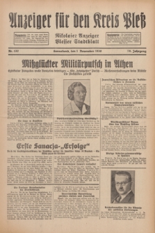 Anzeiger für den Kreis Pleß : Nikolaier Anzeiger : Plesser Stadtblatt. Jg.79, Nr. 132 (1 November 1930)