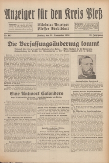 Anzeiger für den Kreis Pleß : Nikolaier Anzeiger : Plesser Stadtblatt. Jg.79, Nr. 143 (28 November 1930)