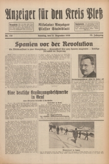 Anzeiger für den Kreis Pleß : Nikolaier Anzeiger : Plesser Stadtblatt. Jg.79, Nr. 150 (14 Dezember 1930)