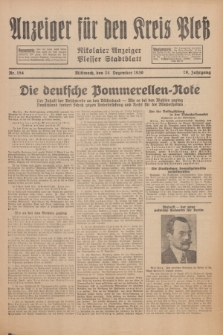 Anzeiger für den Kreis Pleß : Nikolaier Anzeiger : Plesser Stadtblatt. Jg.79, Nr. 154 (24 Dezember 1930)
