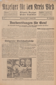 Anzeiger für den Kreis Pleß : Nikolaier Anzeiger : Plesser Stadtblatt. Jg.80, Nr. 3 (6 Januar 1931)