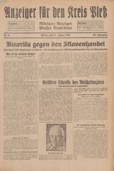 Anzeiger für den Kreis Pleß : Nikolaier Anzeiger : Plesser Stadtblatt. Jg.80, Nr. 4 (9 Januar 1931)