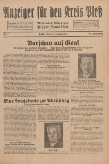 Anzeiger für den Kreis Pleß : Nikolaier Anzeiger : Plesser Stadtblatt. Jg.80, Nr. 7 (16 Januar 1931)