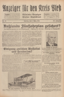 Anzeiger für den Kreis Pleß : Nikolaier Anzeiger : Plesser Stadtblatt. Jg.80, Nr. 26 (1 März 1931)