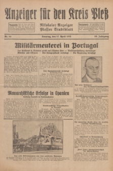 Anzeiger für den Kreis Pleß : Nikolaier Anzeiger : Plesser Stadtblatt. Jg.80, Nr. 44 (12 April 1931)