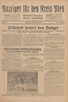 Anzeiger für den Kreis Pleß : Nikolaier Anzeiger : Plesser Stadtblatt. Jg.80, Nr. 65 (31 Mai 1931)