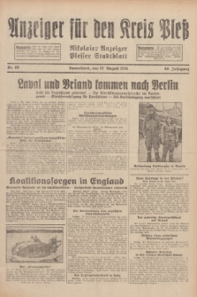 Anzeiger für den Kreis Pleß : Nikolaier Anzeiger : Plesser Stadtblatt. Jg.80, Nr. 98 (15 August 1931)