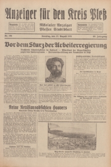 Anzeiger für den Kreis Pleß : Nikolaier Anzeiger : Plesser Stadtblatt. Jg.80, Nr. 101 (23 August 1931)