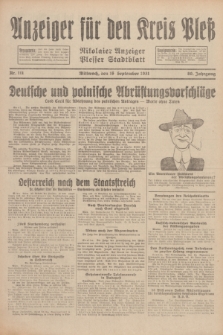 Anzeiger für den Kreis Pleß : Nikolaier Anzeiger : Plesser Stadtblatt. Jg.80, Nr. 111 (16 September 1931)