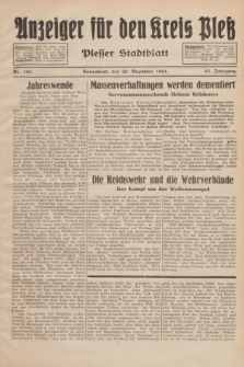 Anzeiger für den Kreis Pleß : Plesser Stadtblatt. Jg.83, Nr. 100 (29 Dezember 1934)