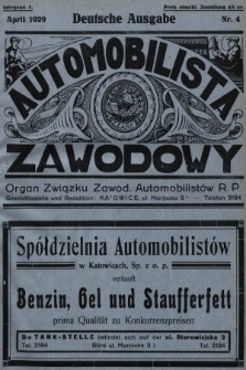 Automobilista Zawodowy : organ Związku Zawod. Automobilistów R.P. 1929, nr 4 |PDF|