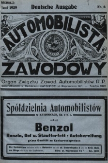 Automobilista Zawodowy : organ Związku Zawod. Automobilistów R.P. 1929, nr 6 |PDF|