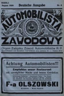 Automobilista Zawodowy : organ Związku Zawod. Automobilistów R.P. 1929, nr 8 |PDF|