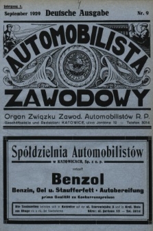 Automobilista Zawodowy : organ Związku Zawod. Automobilistów R.P. 1929, nr 9 |PDF|