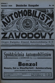 Automobilista Zawodowy : organ Związku Zawod. Automobilistów R.P. 1929, nr 10 |PDF|