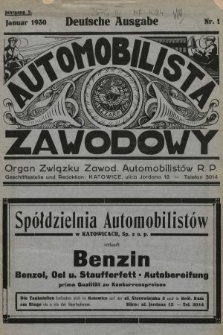 Automobilista Zawodowy : organ Związku Zawod. Automobilistów R.P. 1930, nr 1 |PDF|