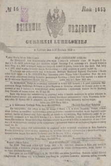 Dziennik Urzędowy Gubernii Lubelskiej. 1853, No. 16 (16 kwietnia) + dod.