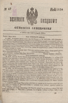 Dziennik Urzędowy Gubernii Lubelskiej. 1854, No 47 (25 listopada) + dod.