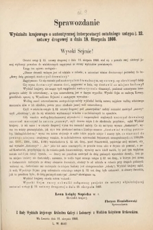 [Kadencja II, sesja II, al. 9] Alegata do Sprawozdań Stenograficznych z Drugiej Sesji Drugiego Peryodu Sejmu Galicyjskiego z roku 1868. Alegat 9
