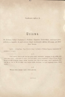 [Kadencja II, sesja II, al. 15] Alegata do Sprawozdań Stenograficznych z Drugiej Sesji Drugiego Peryodu Sejmu Galicyjskiego z roku 1868. Alegat 15