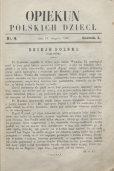 Opiekun Polskich Dzieci. R.1, nr 4 (19 sierpnia 1867)