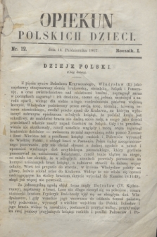Opiekun Polskich Dzieci. R.1, nr 12 (14 października 1867)
