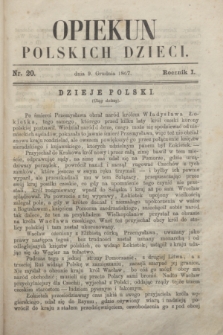 Opiekun Polskich Dzieci. R.1, nr 20 (9 grudnia 1867)