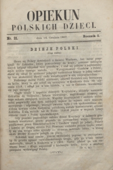 Opiekun Polskich Dzieci. R.1, nr 21 (14 grudnia 1867)