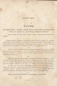 [Kadencja II, sesja II, al. 19] Alegata do Sprawozdań Stenograficznych z Drugiej Sesji Drugiego Peryodu Sejmu Galicyjskiego z roku 1868. Alegat 19