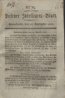 Posener Intelligenz-Blatt. 1826, Nro. 74 (16 September) + dod.
